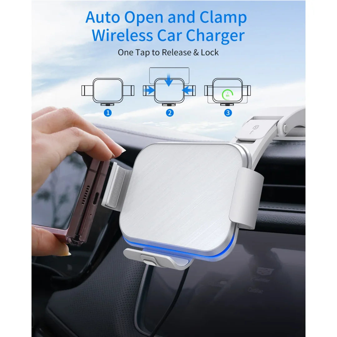 Veranixium Folding Screen Mobile Phone Wireless Fast Charging Stand with Auto-Clamping