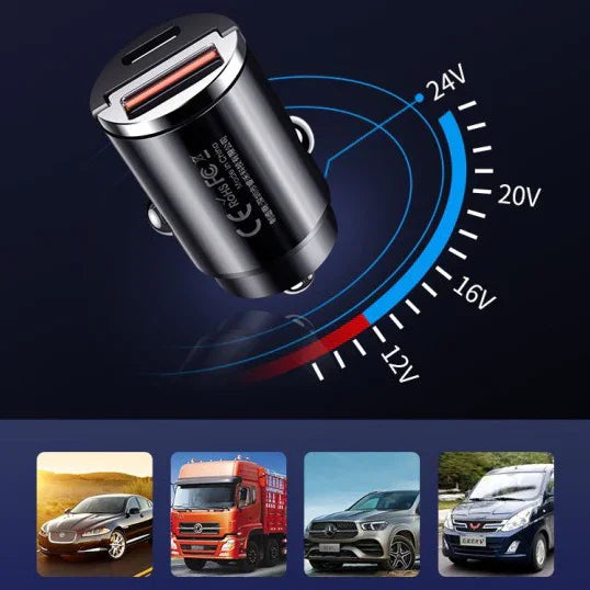 Veranixium Multi Compatible Fast Charging Car Charger - PD45W+QC45W Dual Output