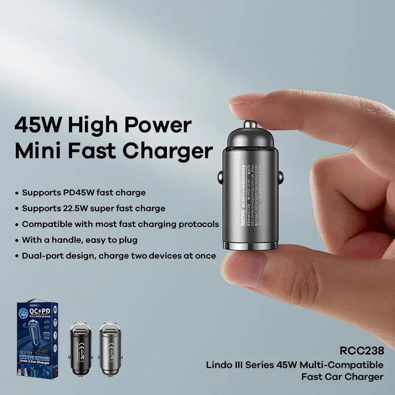 Veranixium Multi Compatible Fast Charging Car Charger - PD45W+QC45W Dual Output