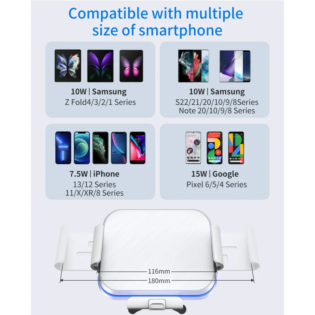 Veranixium Folding Screen Mobile Phone Wireless Fast Charging Stand with Auto-Clamping