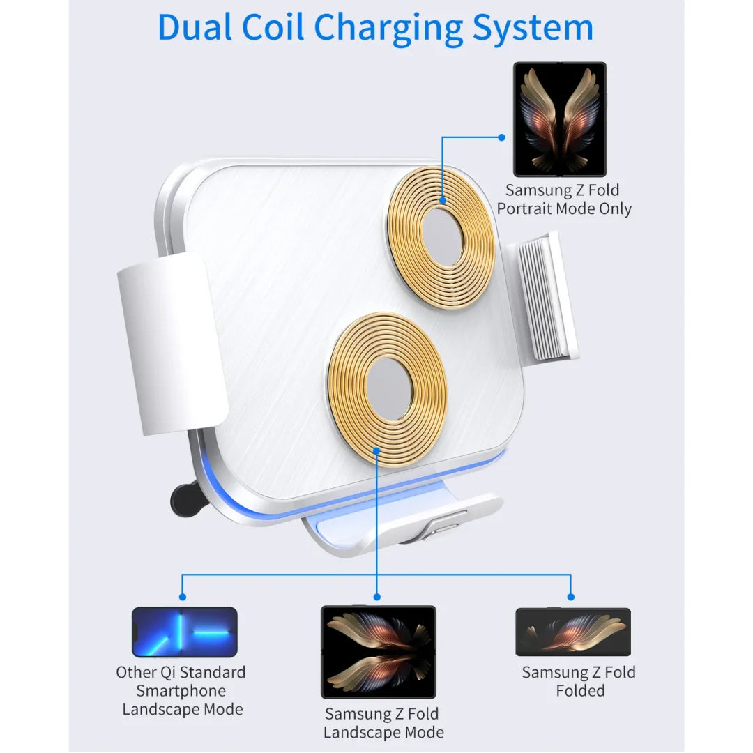 Veranixium Folding Screen Mobile Phone Wireless Fast Charging Stand with Auto-Clamping